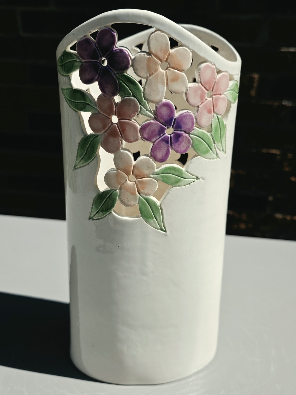 David Nelson Pierced Pottery Vase 10.25"